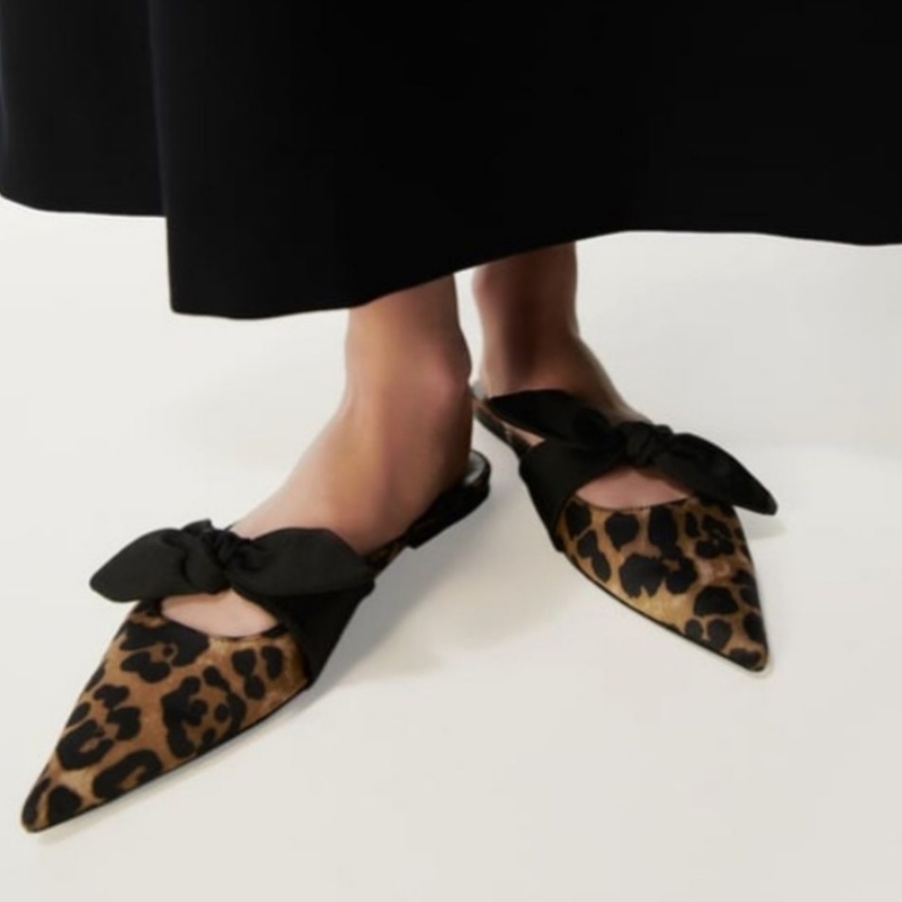 ZARA Bow Mules-Leopard